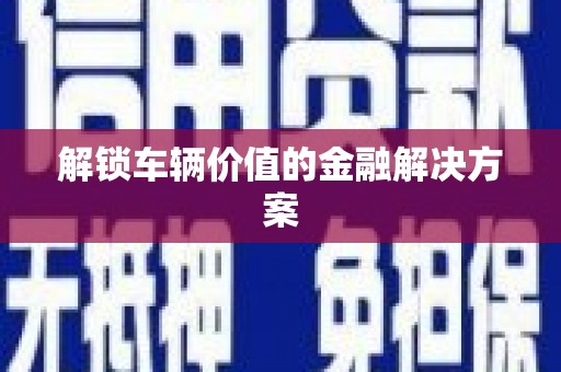 海港解锁车辆价值的金融解决方案